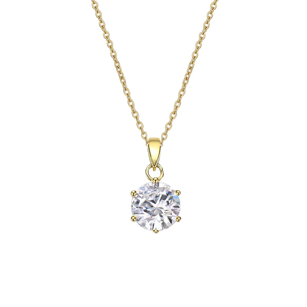 0.5-10CT Real Moissanite Pendant Necklace For Women D Color Round Diamond Necklace 925 Sterling Silver Classic Bride Jewelry
