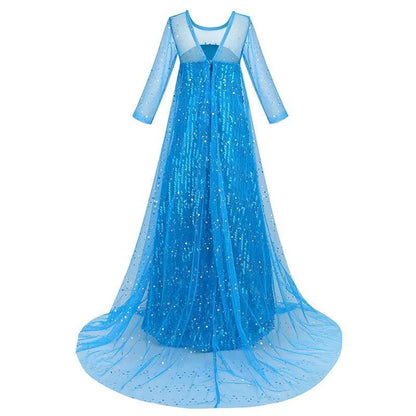 Halloween Elsa Dress Kids Cosplay Costumes Sequined Mesh Ball Gown Carnival Party Frozen Prom Gown Princess Dress for Girl