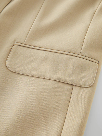Women Khaki Blazer 2025 Spring New Office Lady Black Simple Loose Front Shoulder Blazer Coats Button Design Coat 25FS11071