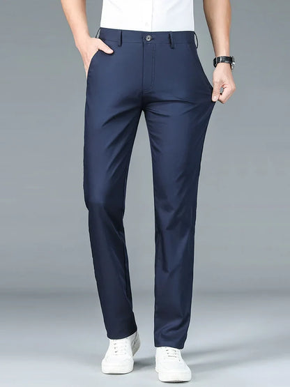 High Quality Luxury Straight Business Suit Pants Men Bamboo Fiber Designer Spring Summer Elegant Casual Long Formal Trouser Male