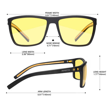 Retro Polarized Sunglasses for Men Lightweight TR90 Frame UV400 Protection Square Sun Glasses Night Vision Goggles