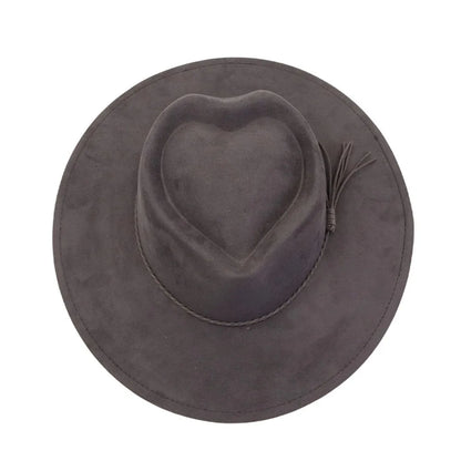 Fashion Heart Design Vegan Suede Hat Wide Brim Blank Style Wide Brim Hat Fedora Hat