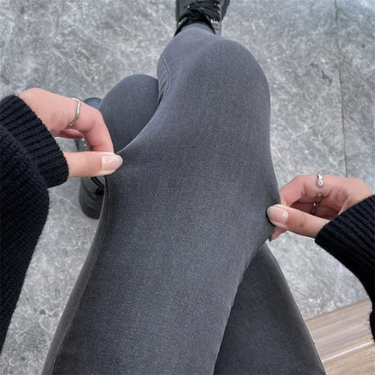 Women Stretch Jeans Lady Slim Skinny Pencil Jeans High Waist Vintage Pants Girls Leggings Straight Leg Korea Fashion Trousers