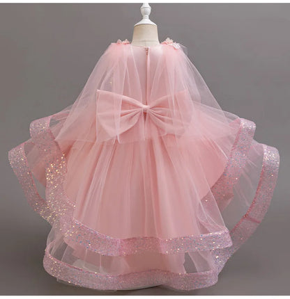 Fashion Solid Princess Dress Girls Lace Mesh Sleeveless Flower Girl Dresses Summer Children Clothing Girls Dress 1-10 Years