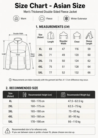 Thickened Double - Sided Polar Fleece Jacket for Men | Autumn/Winter Warm Casual Loose Fit Big Size Coat