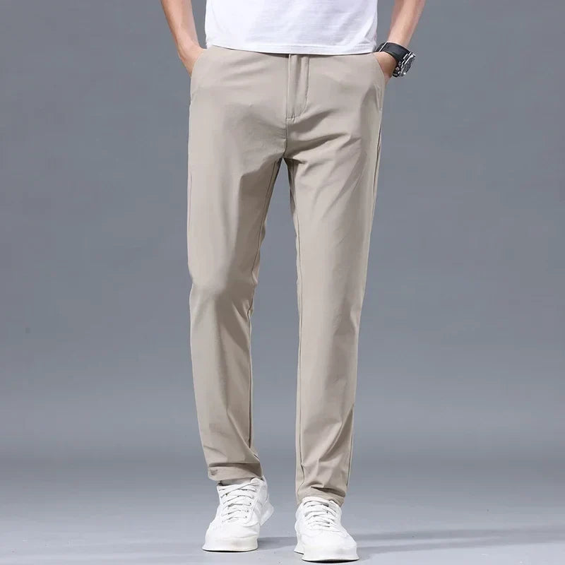 Summer New Stretch Soft Suit Pants Men Thin Fashion Business Elastic Waist Korean Slim Brand Clothes Casual Formal Trousers Male