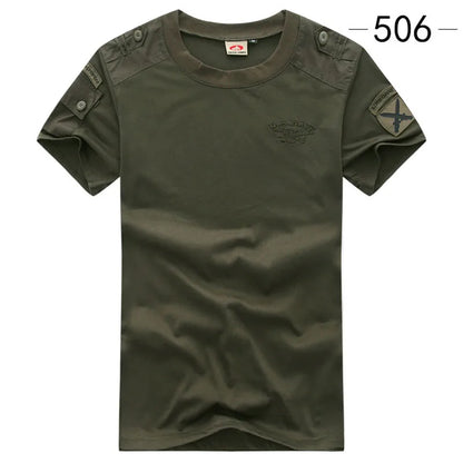 Summer Style Men's T-Shirts Military Style Short Sleeve Tees Streetwear Embroidery Pure Cotton Casual T Shirt Men Cloting