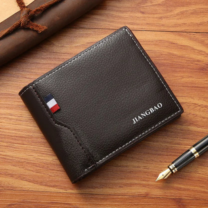 Homme court bifold en faux cuir masculina billetera porte-cartes d'identité porte-monnaie pochette couleur unie hombre business mince