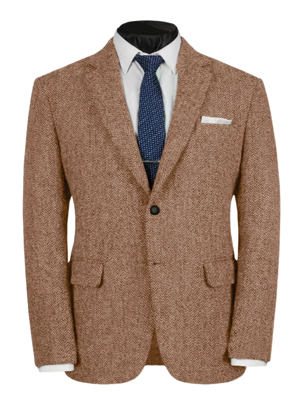 Herringbone Slim Fit Suit Jacket For Men's Single Breasted Business Blazer Casual Jacket Fashion Comfortable Elegant Mens