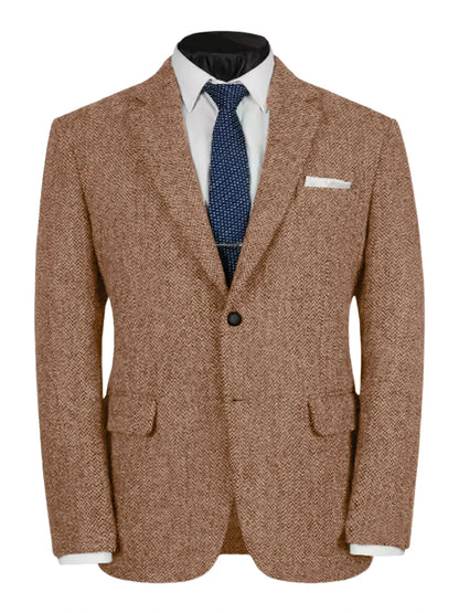 Herringbone Slim Fit Suit Jacket For Men's Single Breasted Business Blazer Casual Jacket Fashion Comfortable Elegant Mens