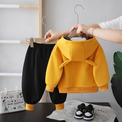 New Autumn Winter Baby Boys Clothes Suit Children Thick Warm Hoodies Pants 2Pcs/Sets Infant Girls Clothing Set Kids Tracksuits