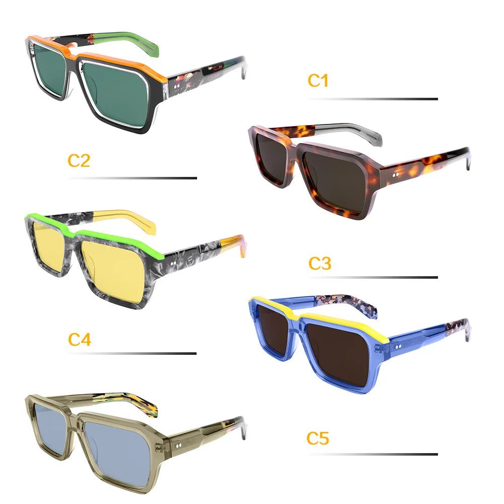 UV400 Protection Sunglasses Women Oversized Polarized Glasses for Men Trendy Retro Thick Acetate Wide Double Bridge Frame
