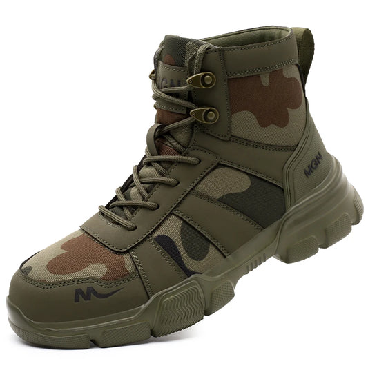 Camouflage Safety Boots Men and Women Work Indestructible Shoes Climbing Steel Toe Protective Boots Anti-puncture Safety Shoes