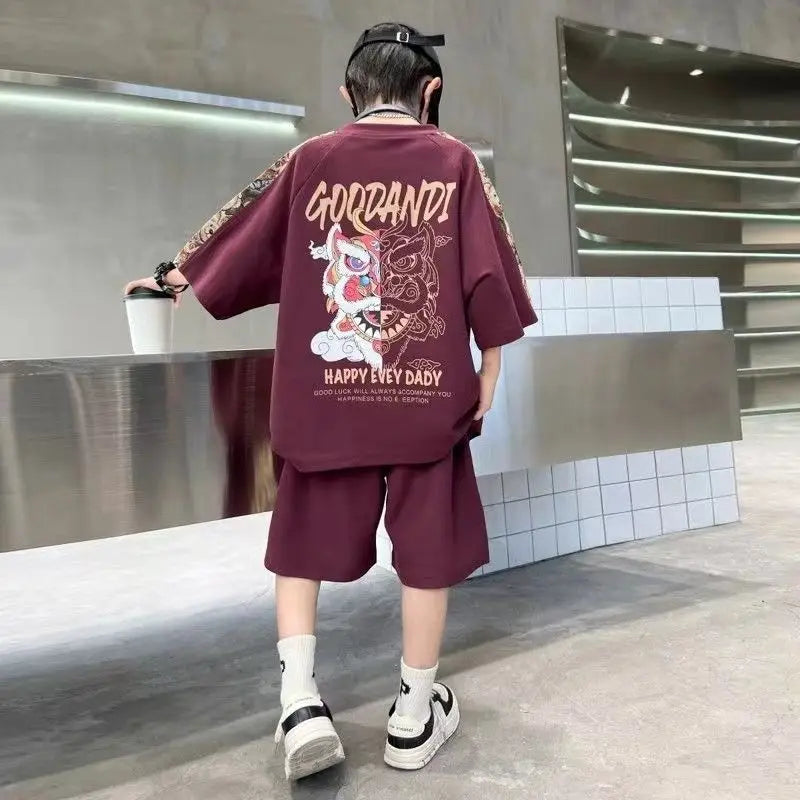 Plus Size Children's Clothing Boys From 4 T-shirts 7 12 Years Baby Summer Clothes Kids Boy Suit 2025 Top Outdoor Korean T-shirt