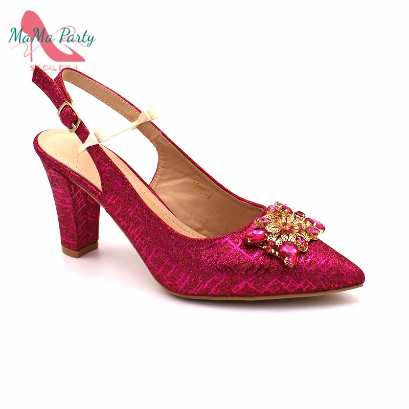 Nigerian Women Shoes and Bag Set in Gold Color High Quality New Arrivals Classics Style for Garden Party