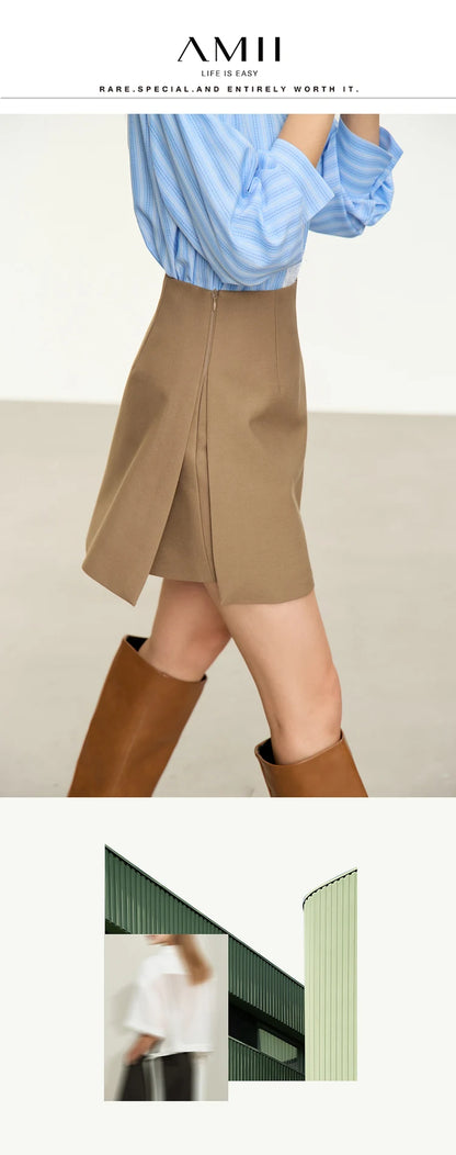 Minimalism Casual Shorts Skirts Women High Rase 2024 Autumn New Fashion Commuter Lady Straight Blazer A-Line Skirt 12343035
