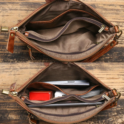 Timeless Vintage Leather Clutch Wallet - Luxurious Genuine Leather, Secure Zipper, Stylish Wristlet for Women