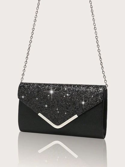 Gorgeous and elegant sparkly women's clutch bag, paired with a gorgeous rhinestone necklace, earrings and bracelet set of four.