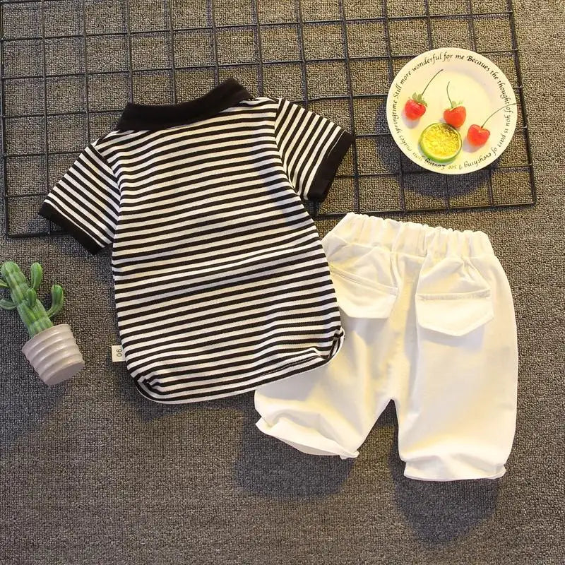 Summer Children Boys Clothing Suits Kids Striped T-Shirt Shorts 2Pcs/Set Toddler  Baby Clothing Tracksuits 0-5 Years