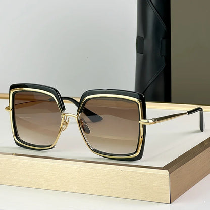 Ins 503 Oversized Square Alloy Gradient Acetate Sunglasses Men and Women Uv400 Handmade Personalization Fashion Eyeglasses