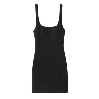 Women Fashion Solid Lace Up Backless Zipper Mini Dress Vintage Straps Square Collar Female Chic Lady Dresses