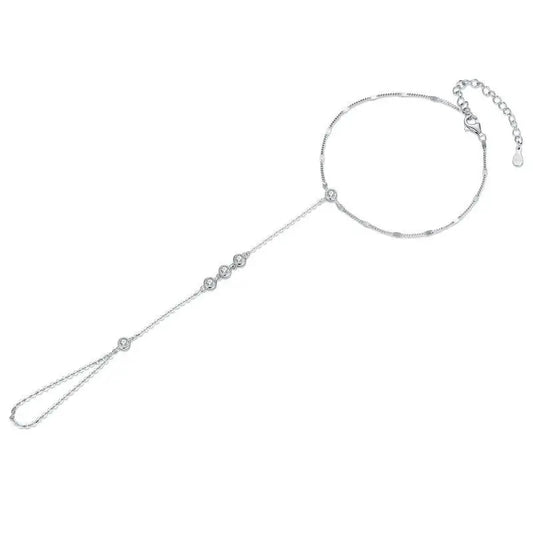 Bracelet ajustable en argent sterling 925 avec trèfle à quatre feuilles en zircon cubique, lien doigt-poignet pour femmes, bijoux de corps de Noël en or 14K.