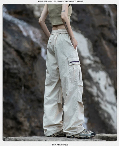 Women Hiking Pants Outdoor Waterproof Zippered Pocket Mountaineering Paratrooper Pants Autumn Breathable Camping Cycling Pants