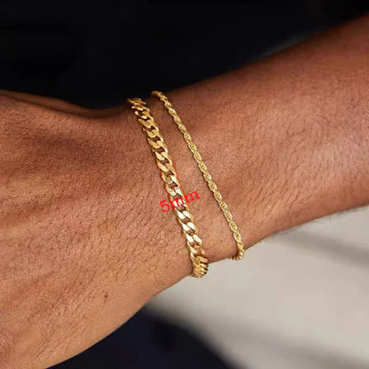 Trendy Cool 5mm Hip Hop Cuban Bracelets for Men 100% Pure S925 Silver Chain 18k Plated Fine Jewelry Party Birthday Gift