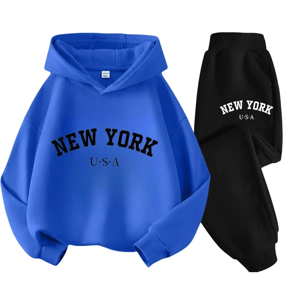 Children Hoodie Set Autumn Winter New York USA Letter Graphic Sweatshirt Pant Suit Baby Boy Girl Kid Sport Two Pieces Tracksuit