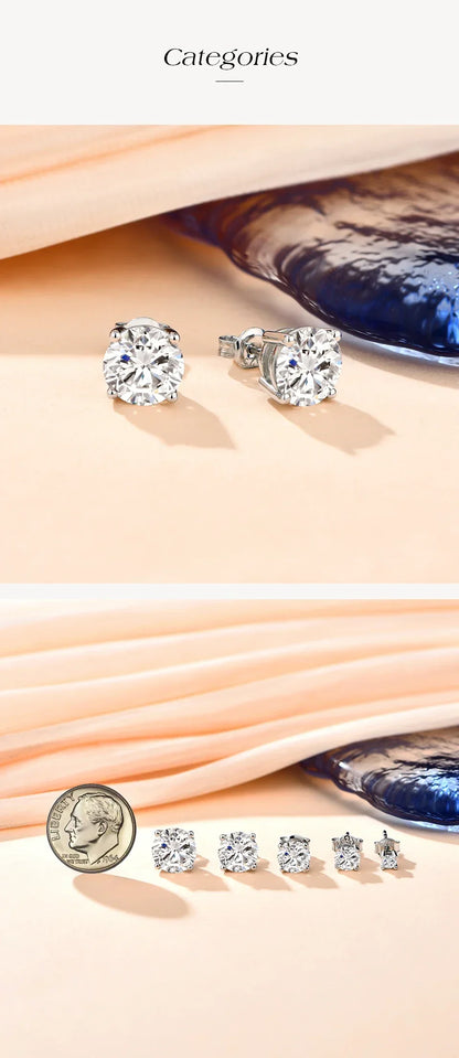 D VVS1 Moissanite Four Claw Earrings For Women Man S925 Sterling Silver Sparkling Wedding Jewelry Shipping from the USA