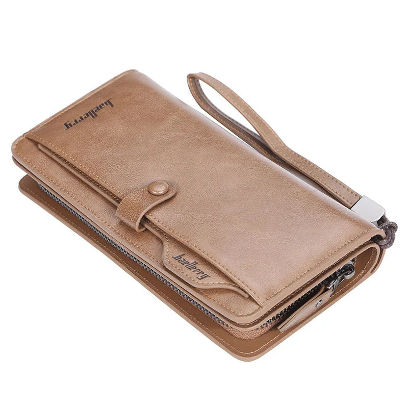 Retro Men's Long Wallet Multifunctional Card Holder Mobile Phone Bag High Quality Card Storage Organizer