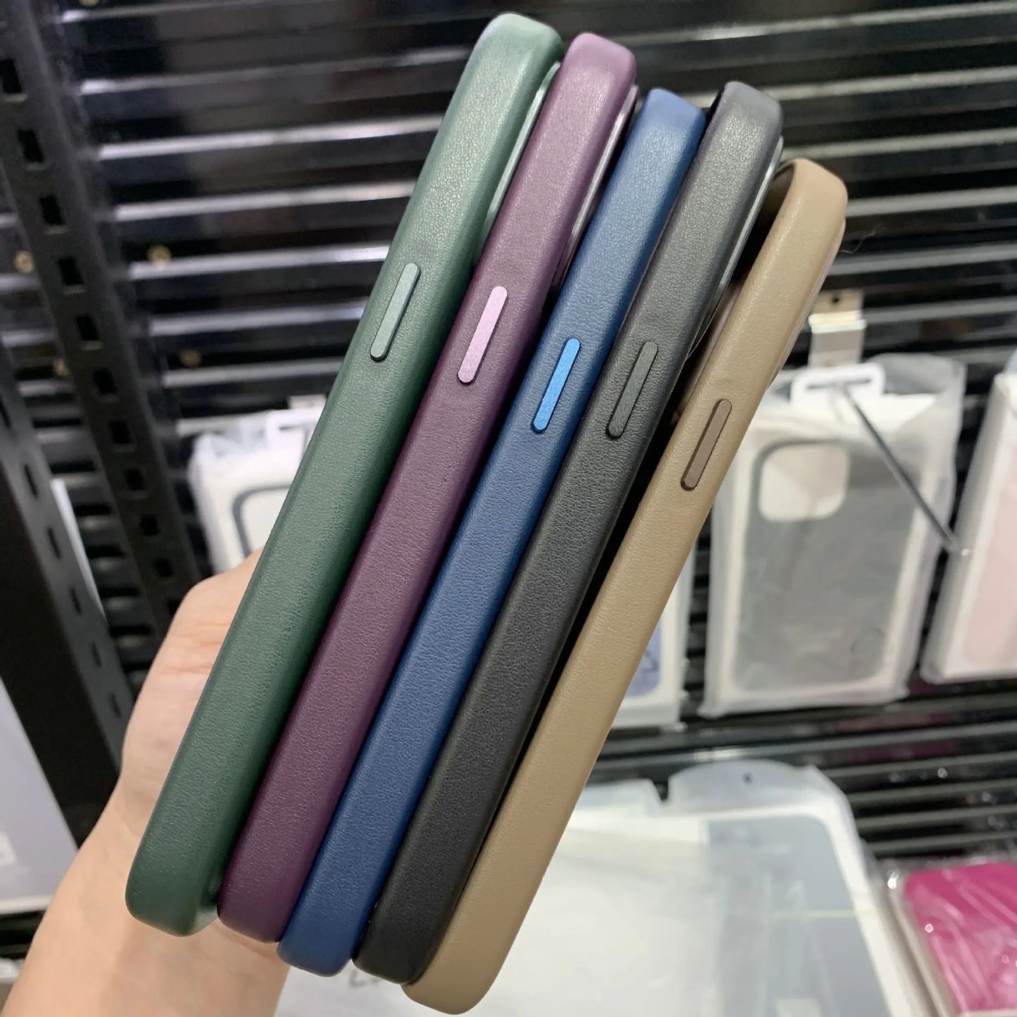 With Box Official Magnetic Busine Leather Case for Orginal IPhone 17 Pro Max 16 15 14 13 12 for Magsafe Wireless Charge Cover
