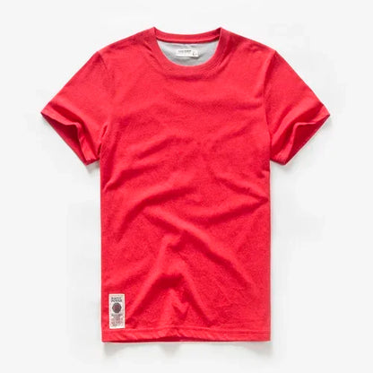 Men's T-Shirt Summer Cotton Solid T-Shirt Men's Short Sleeve Tee Fancy Yarns High Quality Classical Tops T Shirts Color Wine Blu