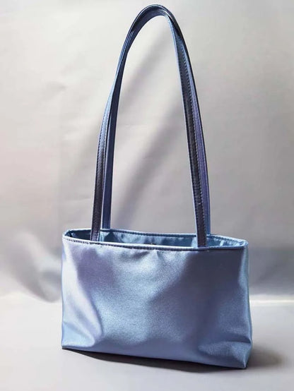 Luxury Silk Women's Shoulder Bag Square Underarm Handbag Contrasting Color Macaron Commuter Tote by Famous Brand