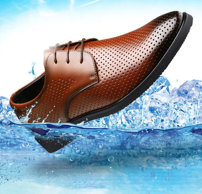 Summer Autumn Dress Shoes for Men Hallow Breathable Lace Designer Leather Shoes Male Fashion Business Casual Elegant Shoe Man