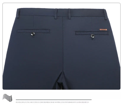 Spring Summer New Men's Casual Pants Thin Mulberry Silk Soft Business Casual Trousers Slim Straight Elastic Suit Pants Male