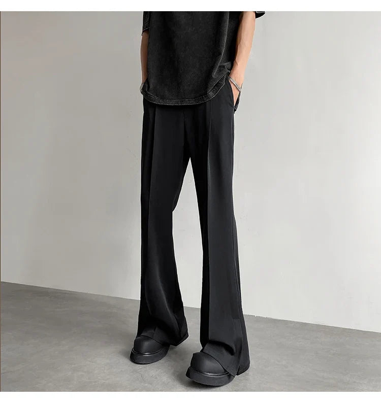 Brown Black Suit Pants Men Fashion Social Mens Dress Pants Korean Loose Casual Flared Pants Mens Office Formal Trousers M-2XL