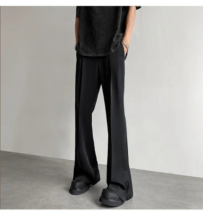 Brown Black Suit Pants Men Fashion Social Mens Dress Pants Korean Loose Casual Flared Pants Mens Office Formal Trousers M-2XL