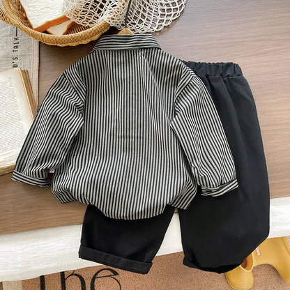 Spring Autumn Baby Boys Clothes Suits Children Long Sleeved Shirt Pants 2Pcs/Sets Infant Striped Casual Costume Kids Tracksuits