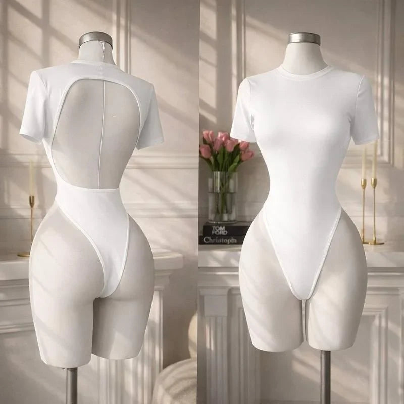 Women's Basic Solid Color High-Quality Backless Bodysuit