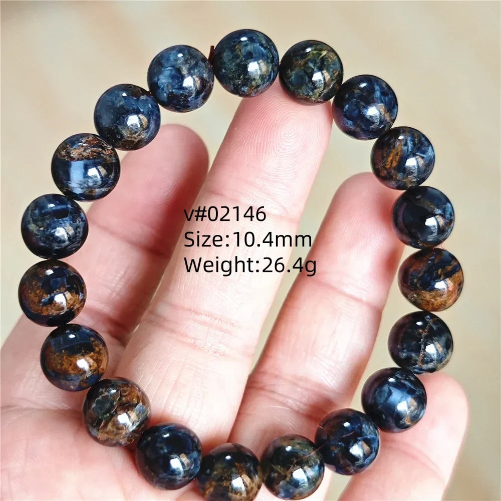 Natural Blue Pietersite Bracelet Women Men Beads Round Beads Chatoyant Cat Eye Fire Pietersite Namibia AAAAAA
