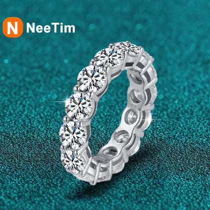 5mm Full Moissanite Ring for Woman Wedding 925 Sterling Silver Rings Lab Diamond Engagement Eternal Band Fine Jewelry