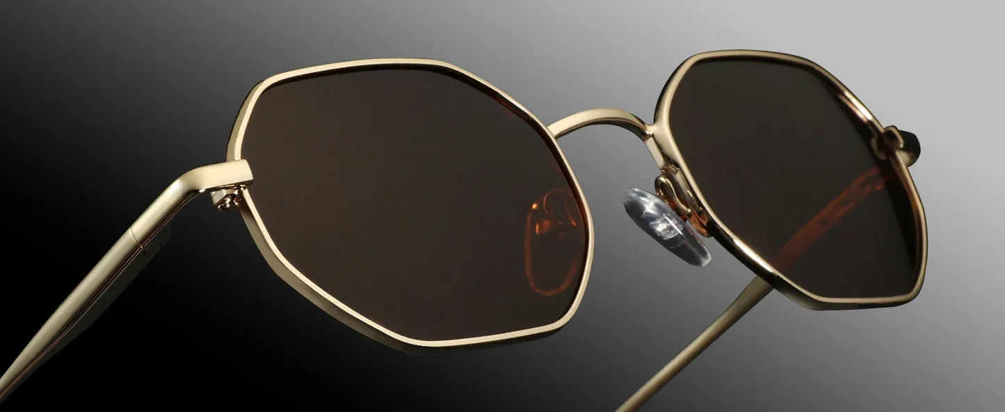 Retro Small Polygon Polarized Sunglasses Women Metal UV400 Sun Glasses Men Anti-Glare UV400 Goggles Driving Eyewear