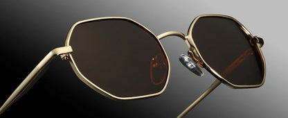 Retro Small Polygon Polarized Sunglasses Women Metal UV400 Sun Glasses Men Anti-Glare UV400 Goggles Driving Eyewear
