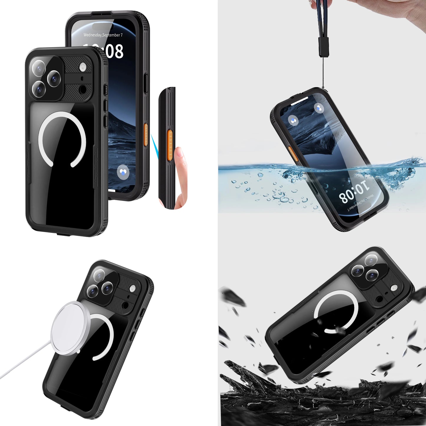 Magnetic Shockproof Dustproof IP68 Waterproof Phone Case for Apple 17Promax/ 17Pro /Air / 17 - Durable Protective Cover