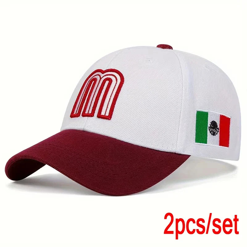 Unisex M Letter Embroidery Baseball Caps Spring Autumn Outdoor Adjustable Casual Hats Sunscreen Hat