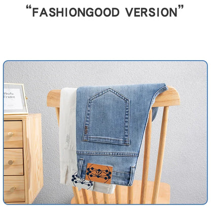 New Summer 98% Cotton Men's Business Casual Jeans Straight Soft Stretch Fabric Baggy Denim Pants Male Brand Trousers