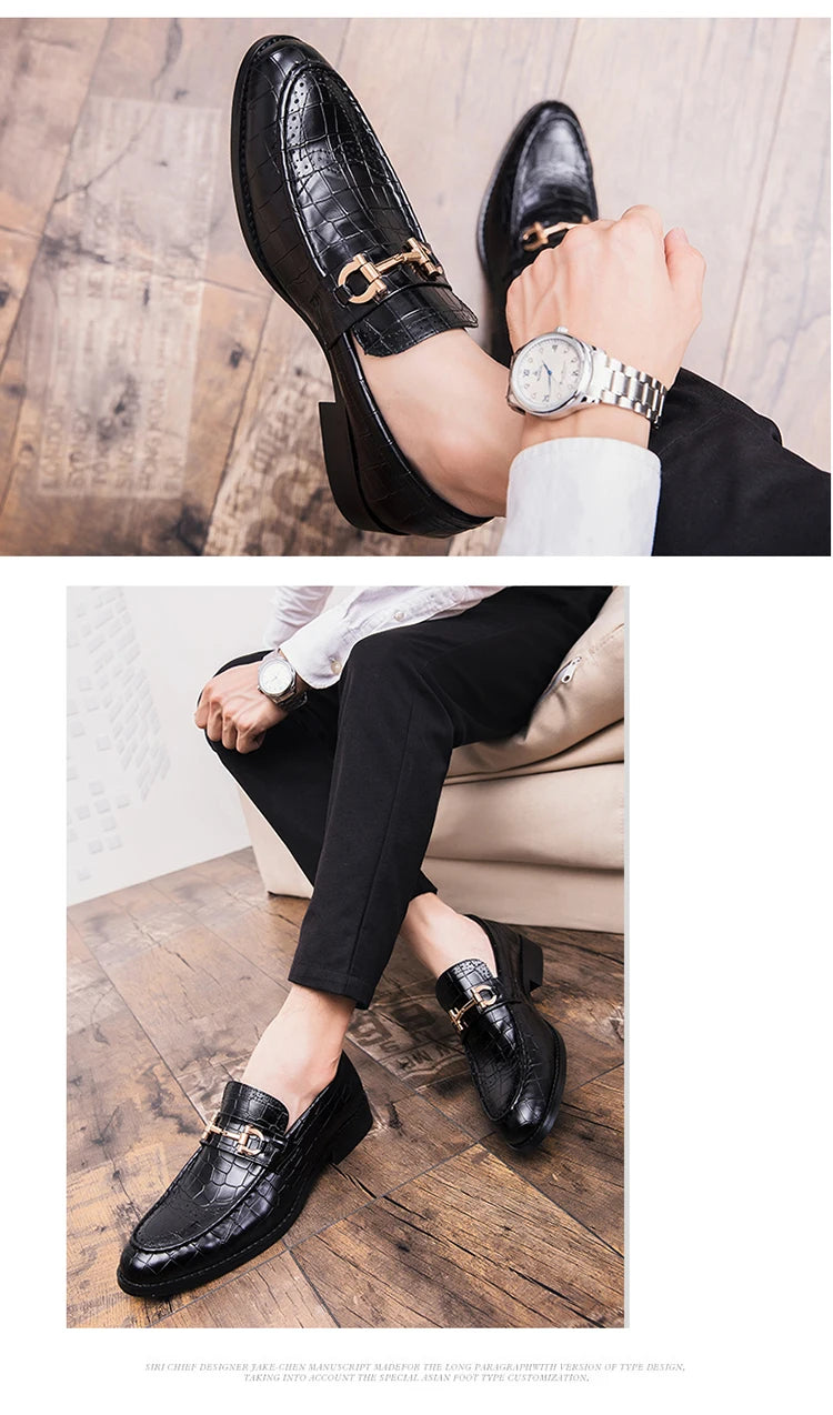 High Quality Casual Business Leather Shoes For Men Classic Social Leather Shoes Men Party Formal Loafers Men Dress Shoes Retro