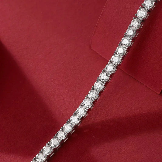 Bracelet tennis femme/homme en véritable moissanite 3/4/5mm, plaqué or 18k sur argent sterling 925, bracelets diamant avec GRA