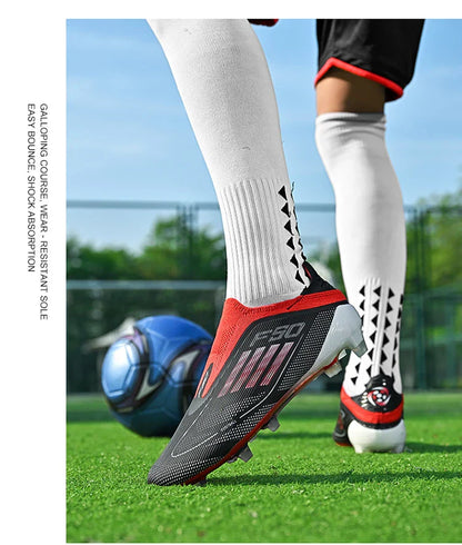 NEW Without-lace F50+ Mens Soccer Shoes Boys Training Non-Slip Turf Soccer Cleats TF/FG Football Sneakers Chuteira Campo 35-45